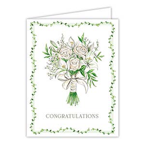 Congratulations White Bouquet with Green Vine Greeting Card