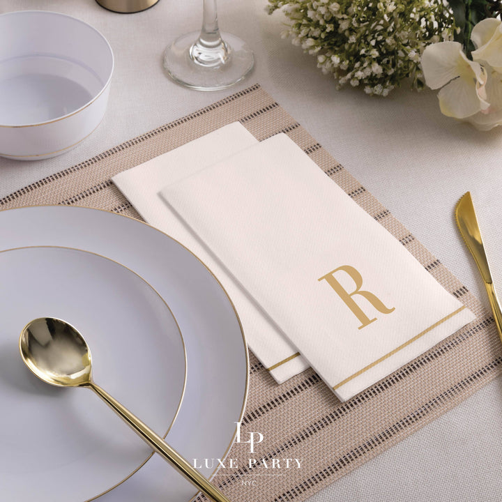 R Gold Monogram Guest Napkins
