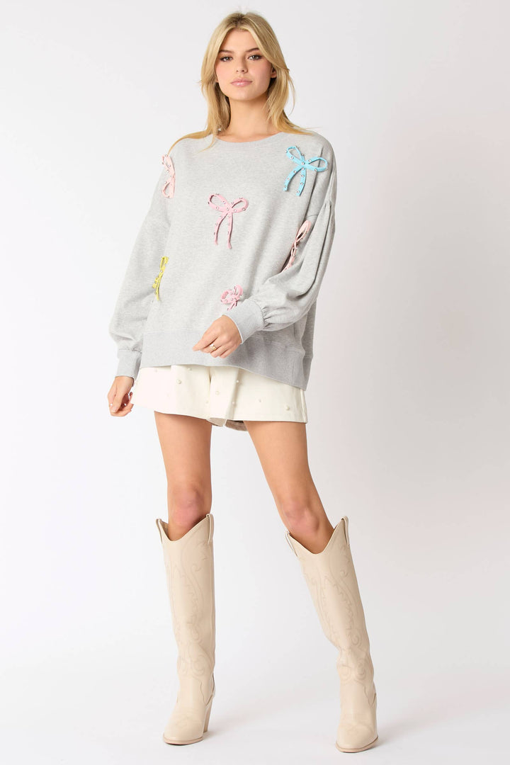 Color 3D Bow Sweatshirt