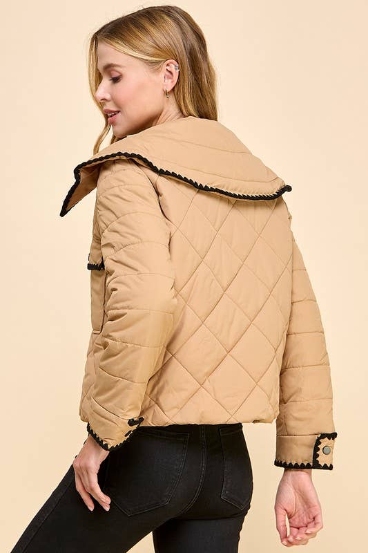 Front Zipper Quilted Puffer Jacket