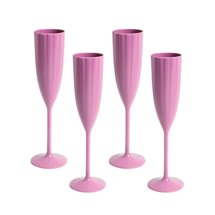 Garden Party Pink Scalloped Acrylic Champagne Flutes