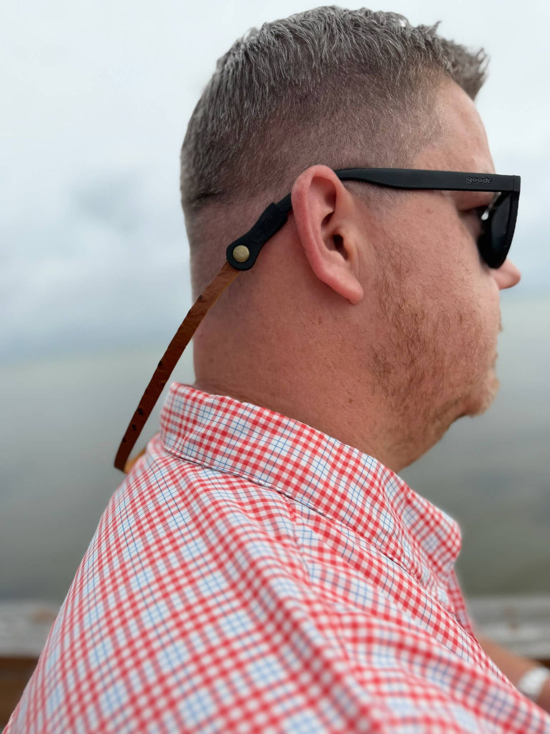 Leather Embossed Ostrich Sunglasses Strap