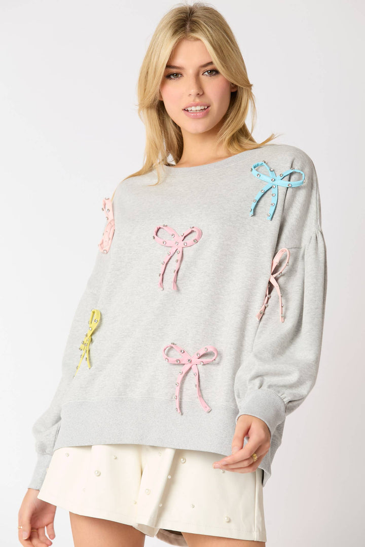 Color 3D Bow Sweatshirt