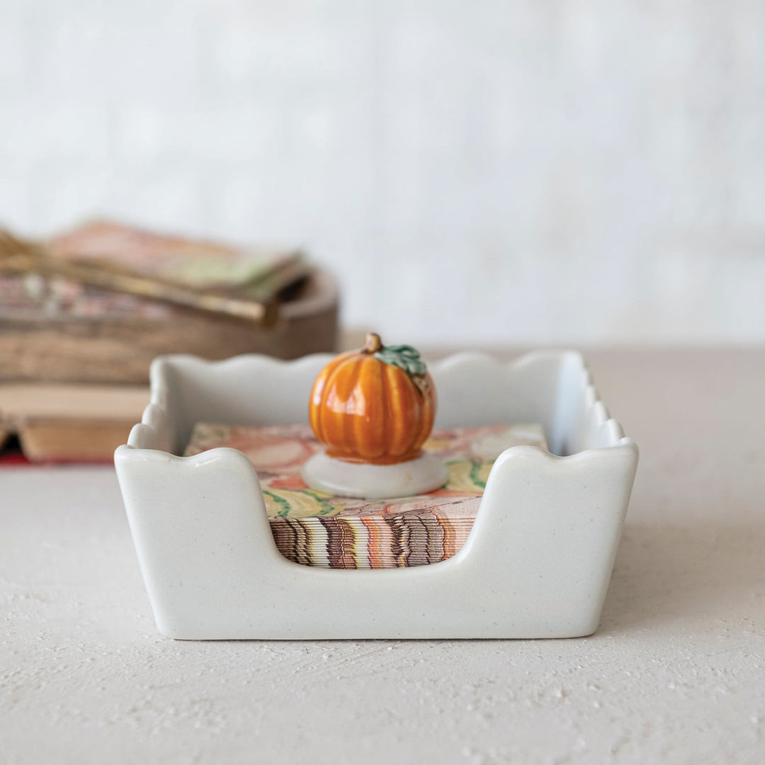 Pumpkin Scalloped Cocktail Napkin Holder
