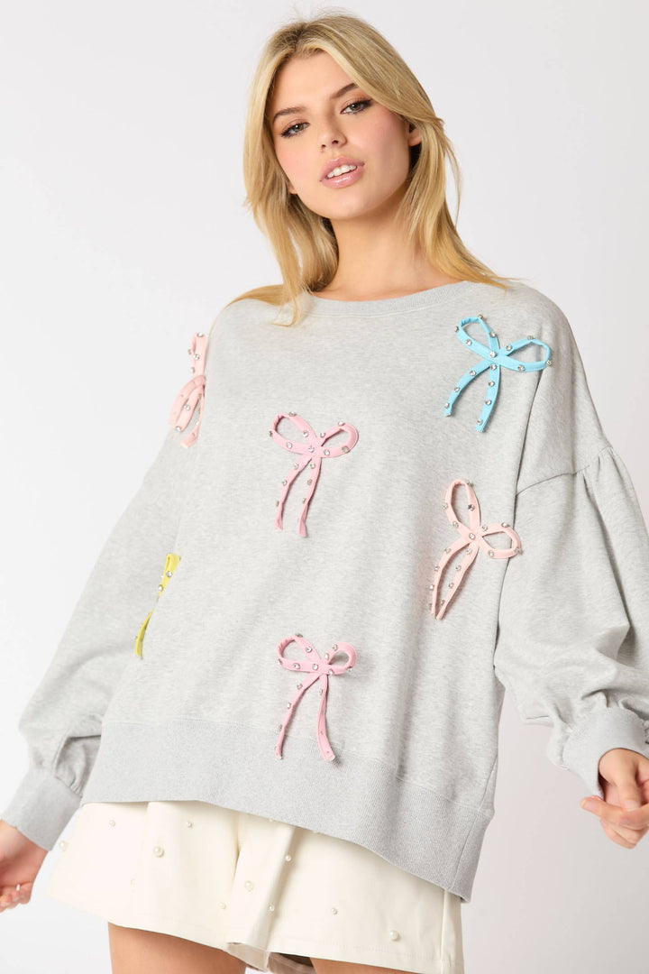 Color 3D Bow Sweatshirt