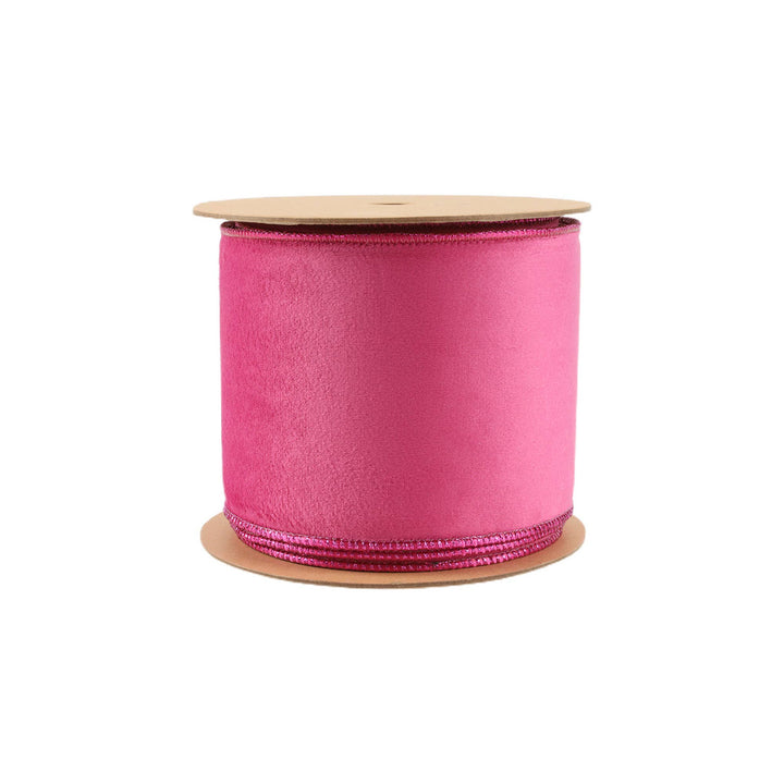 Hot Pink Reversible Classic Velvet Wired Ribbon | 10 Yard Roll