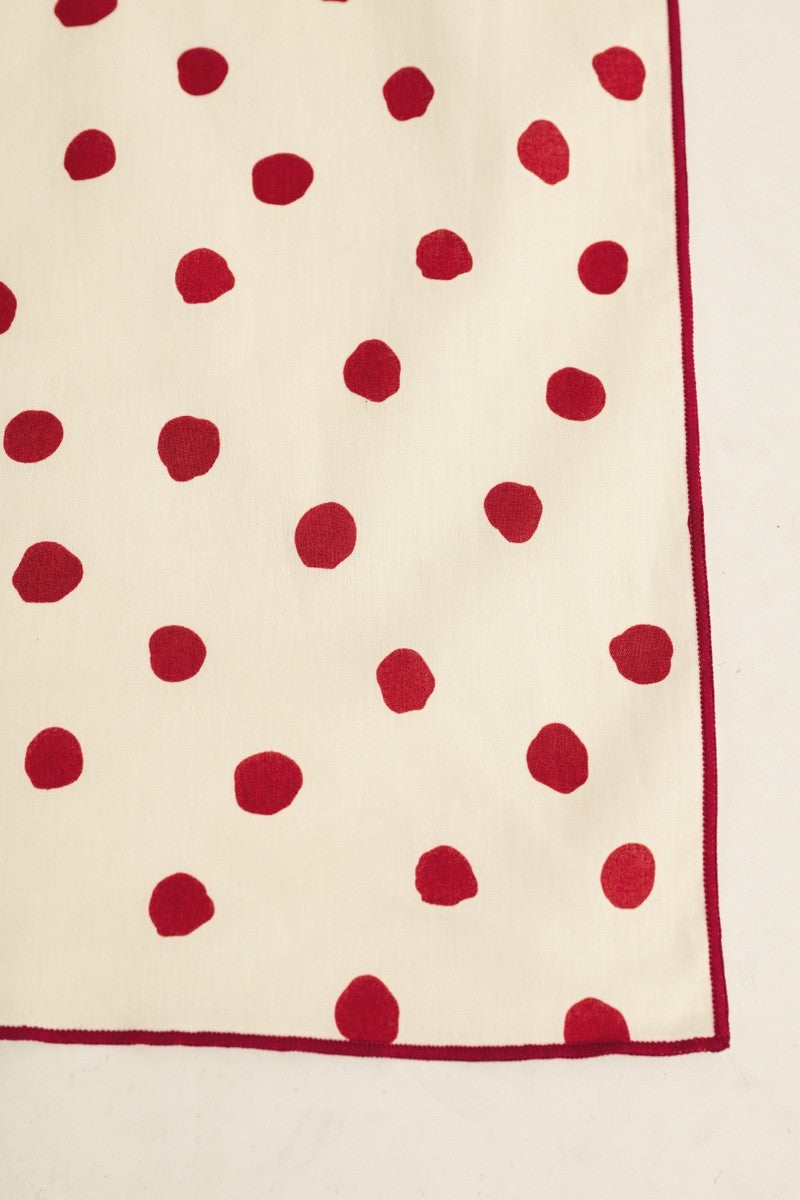 Burgundy Silk Polka Dot Scarf