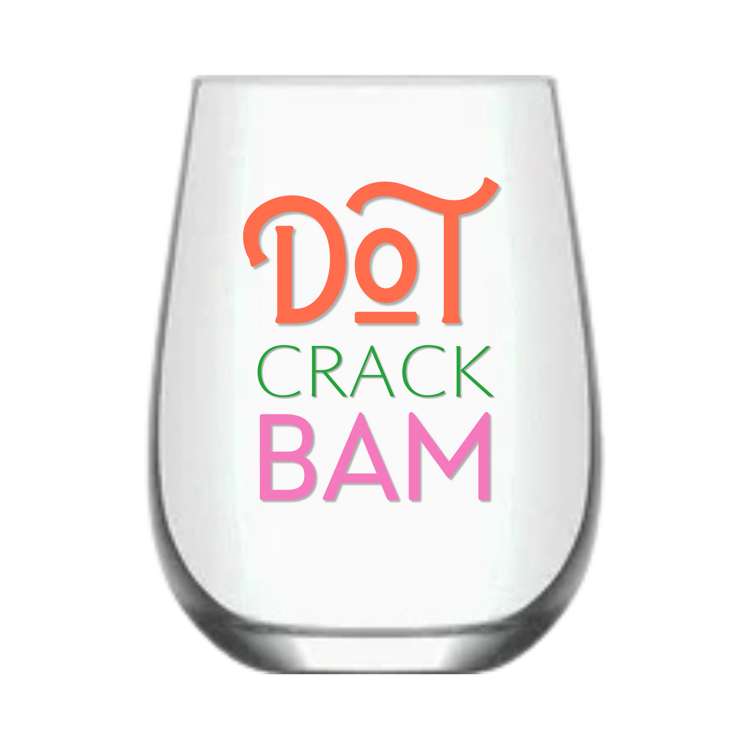 Mahjong Stemless Wine Glass "Dot Crack Bam"