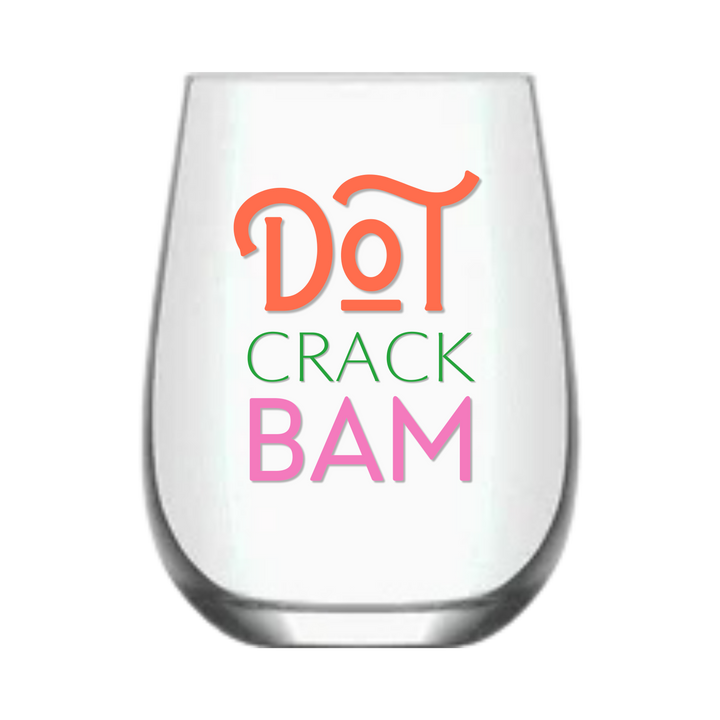 Mahjong Stemless Wine Glass "Dot Crack Bam"