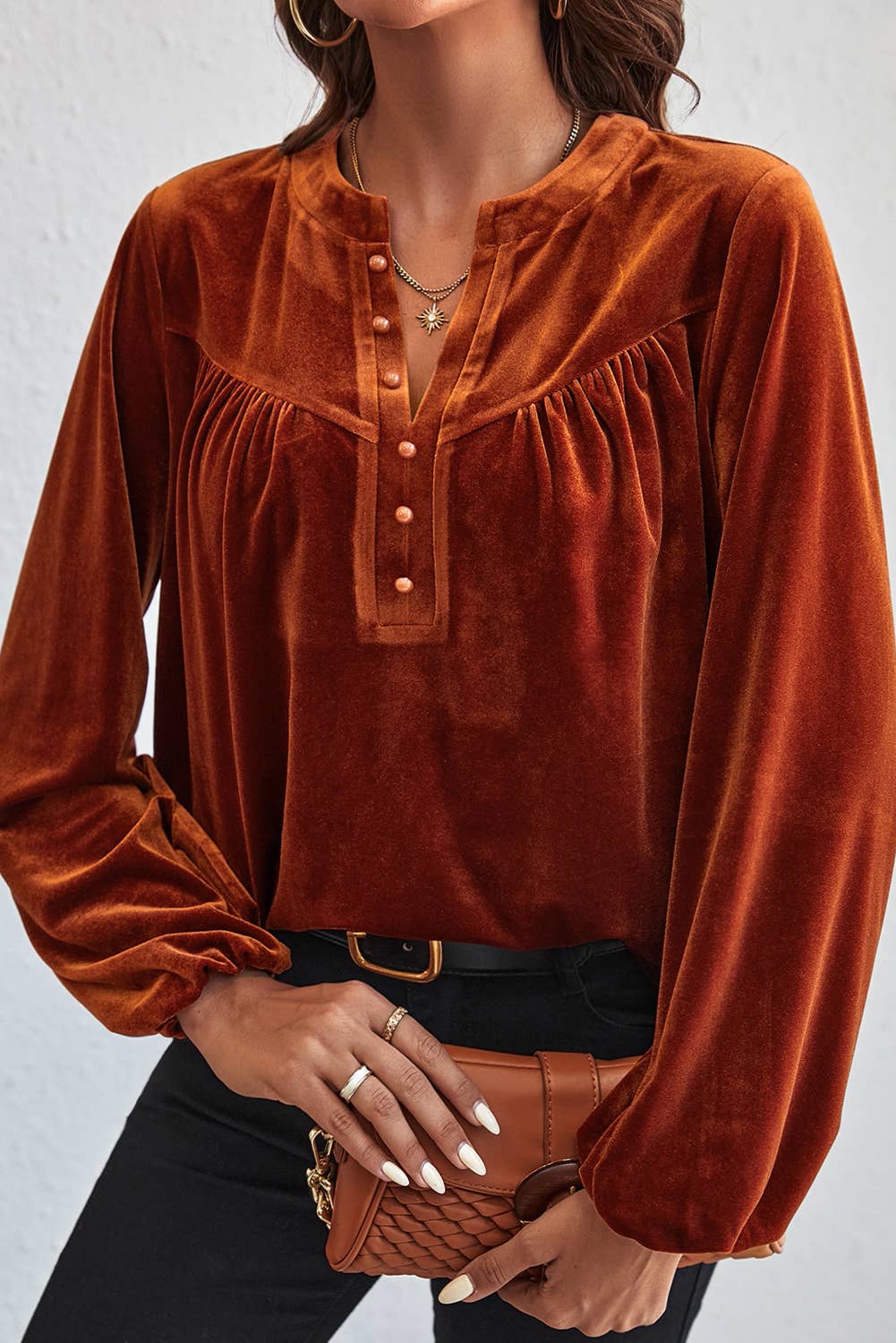 Orange Velvet Top