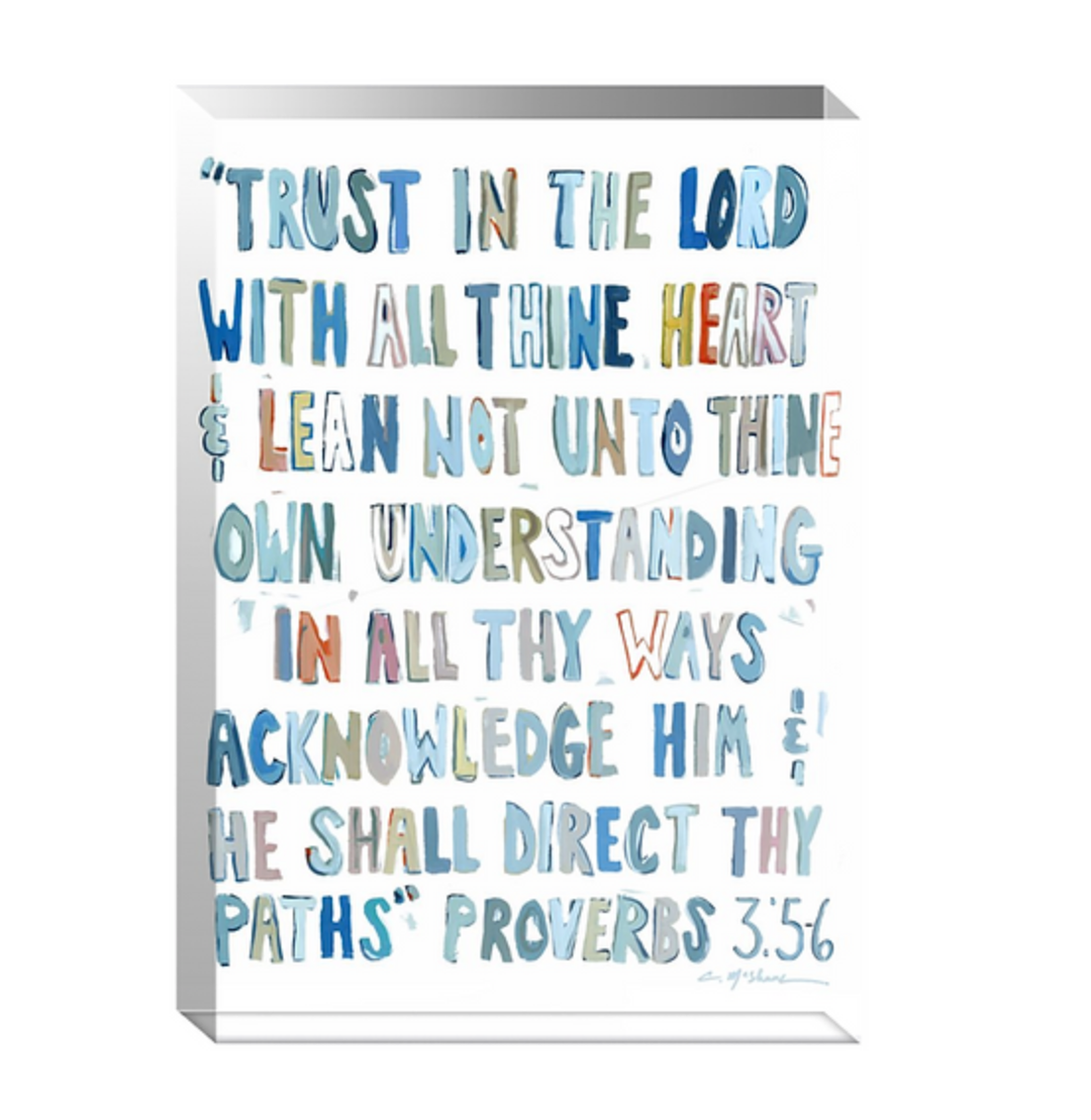"Proverbs 3: 5-6" Acrylic Shelf Sitter