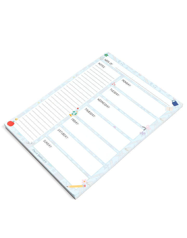 Classroom Icons Weekly Calendar Notepad