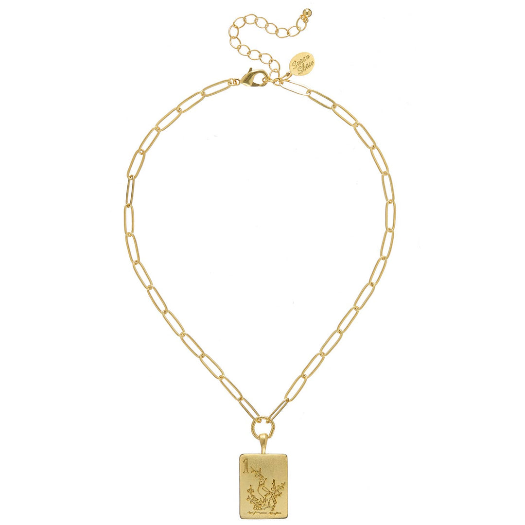 Bam Bird Mahjong Tile Paperclip Necklace