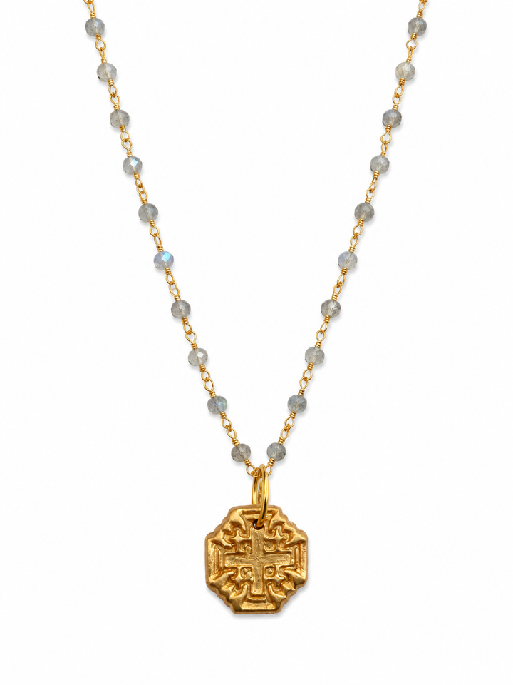 Tiny Quartz with Jerusalem Cross