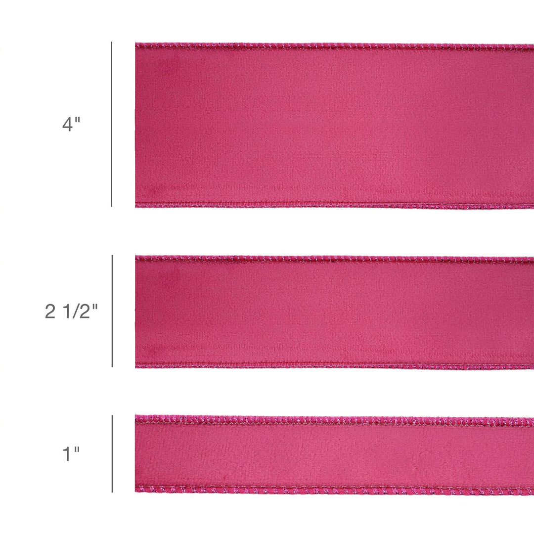 Hot Pink Reversible Classic Velvet Wired Ribbon | 10 Yard Roll