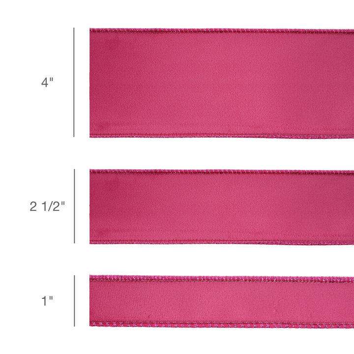 Hot Pink Reversible Classic Velvet Wired Ribbon | 10 Yard Roll