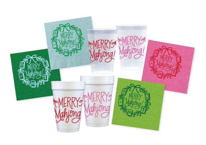 Merry Mahjong Christmas Cups & Napkins