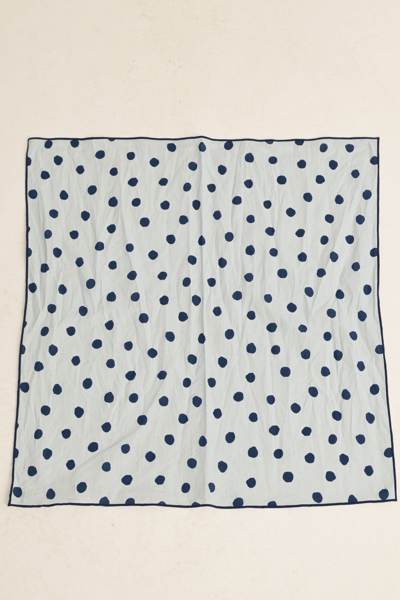 Blue Silk Polka Dot Scarf
