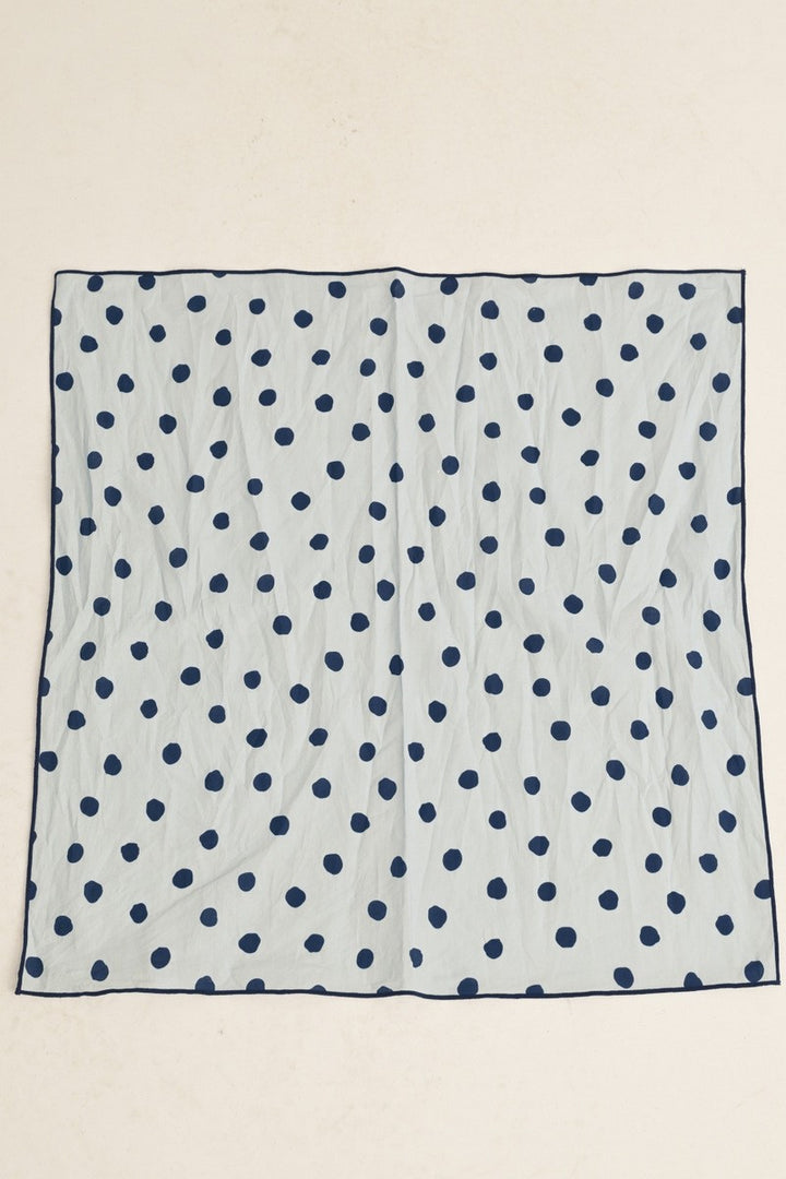 Blue Silk Polka Dot Scarf