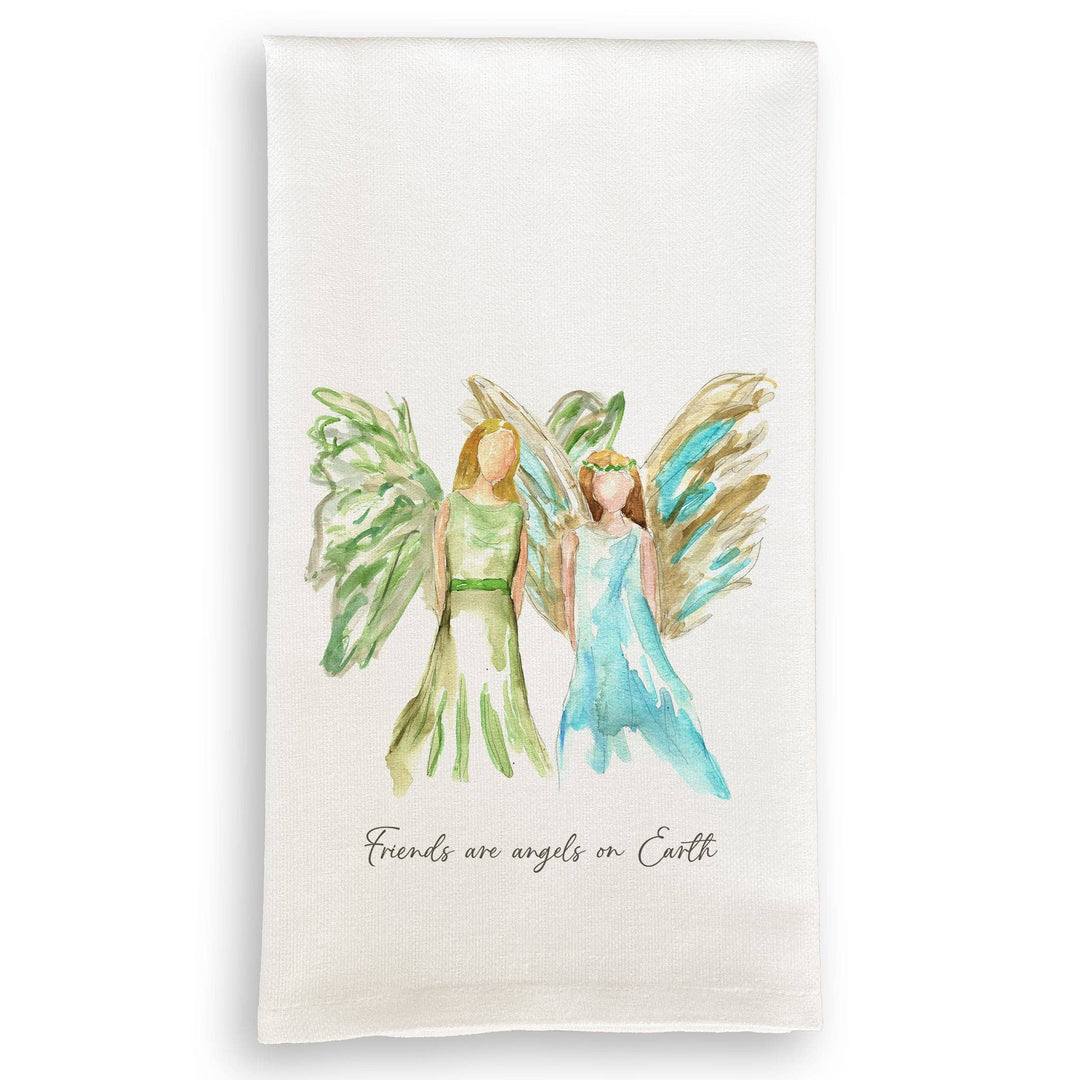 Friends are Angels on Earth Tea Towel