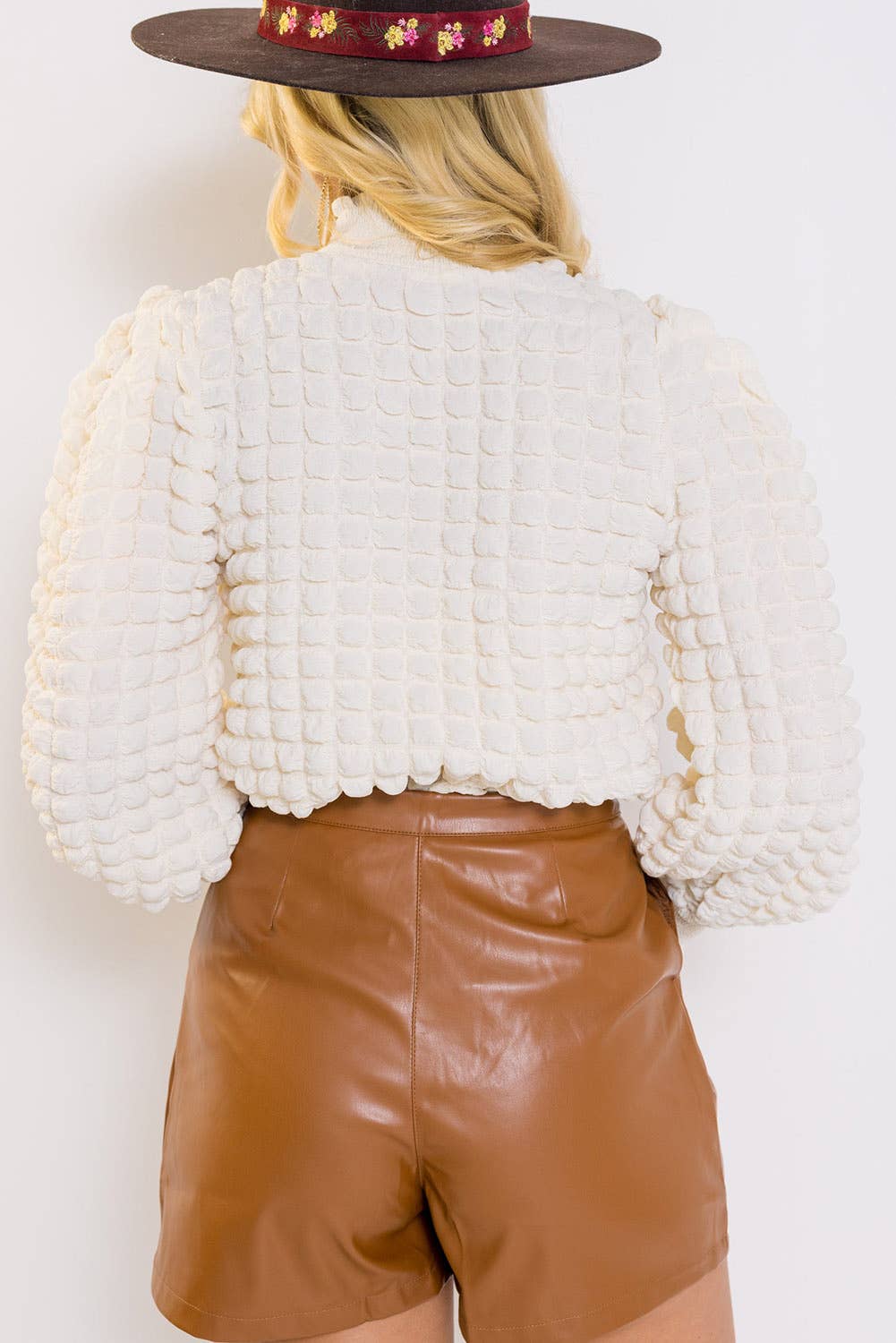 Textured Puff Sleeve Blouse