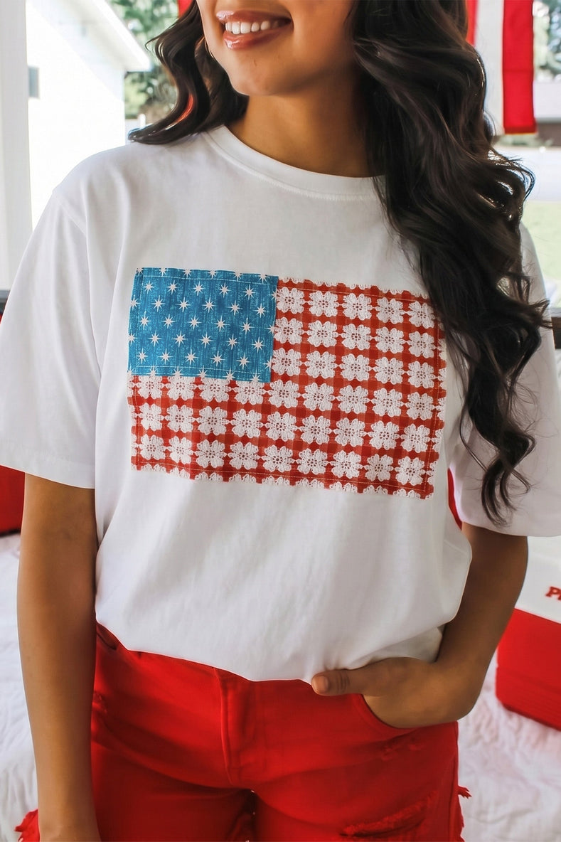 Embroidered Flag Patch Applique T-Shirt