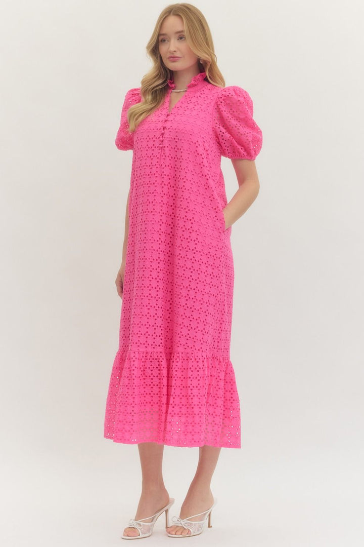 Pinky Puff Sleeve Dress