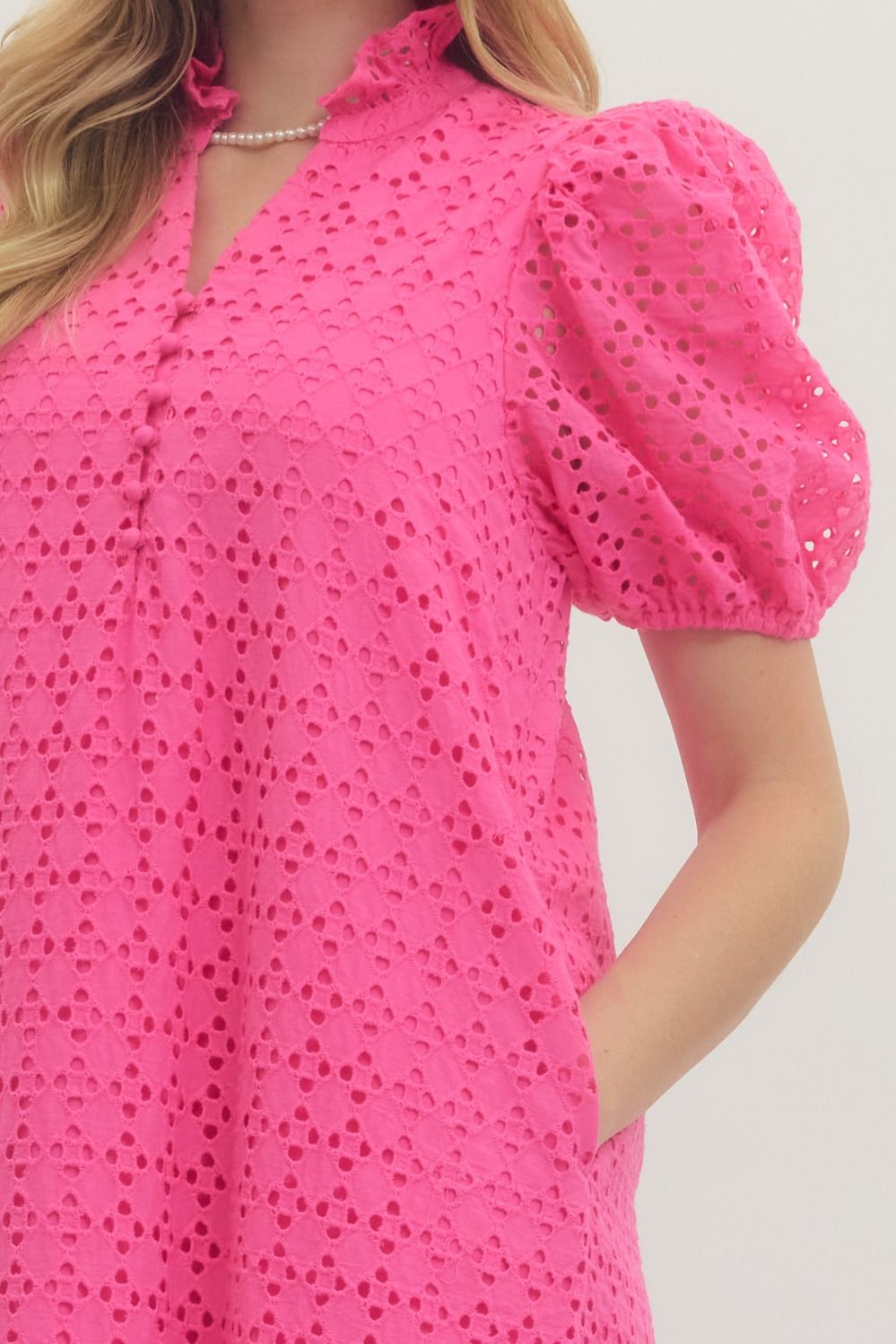 Pinky Puff Sleeve Dress