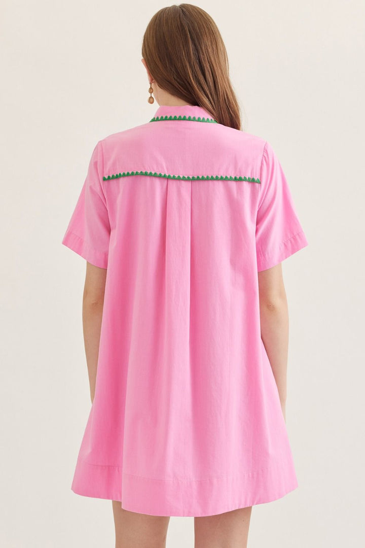 Green Stitch Swing Dress