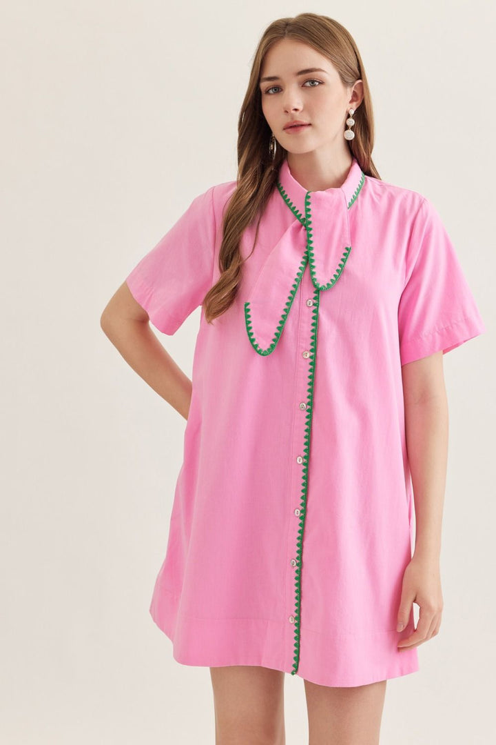 Green Stitch Swing Dress