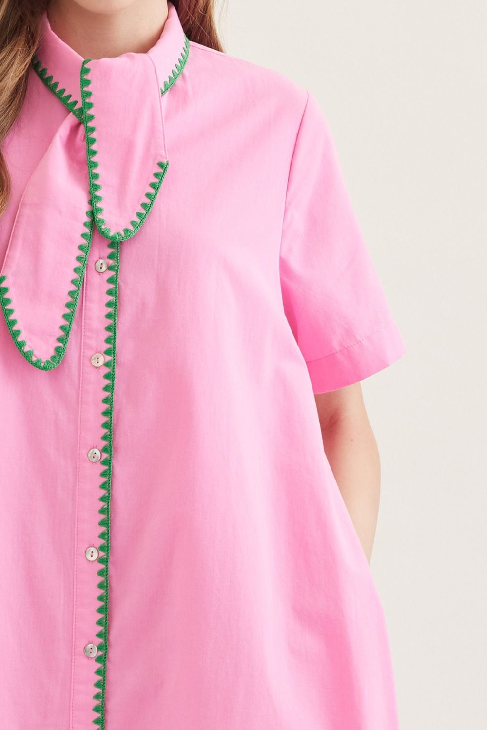Green Stitch Swing Dress