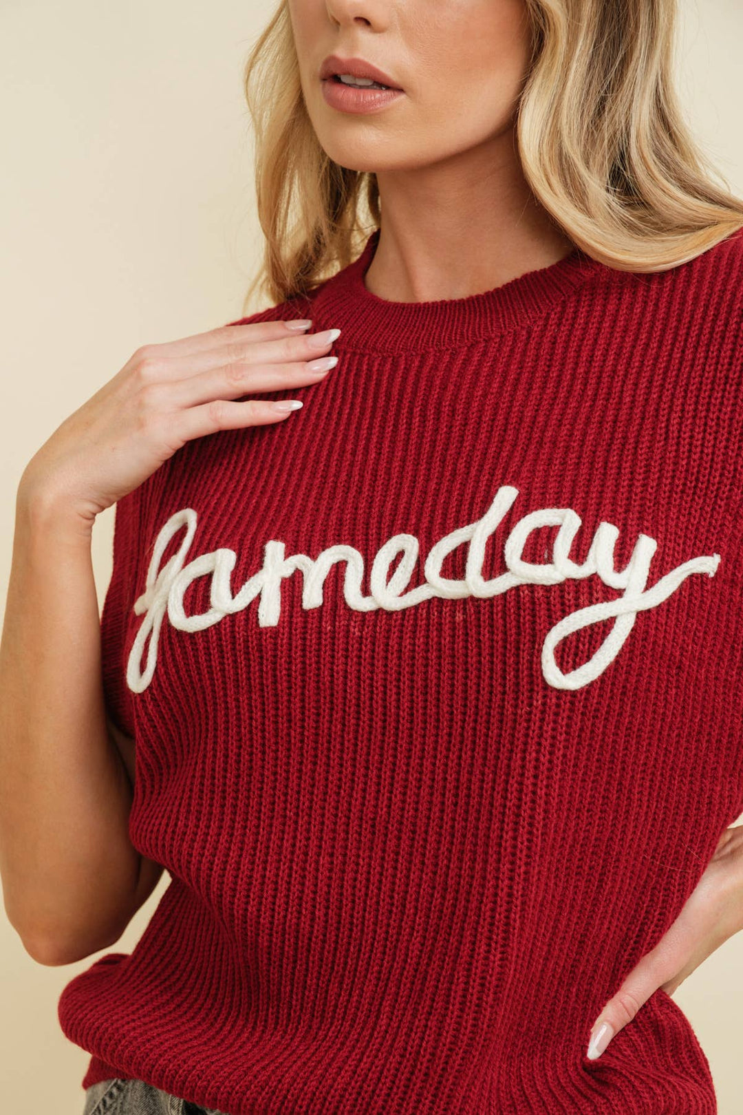 Game Day Sleeveless Sweater Top