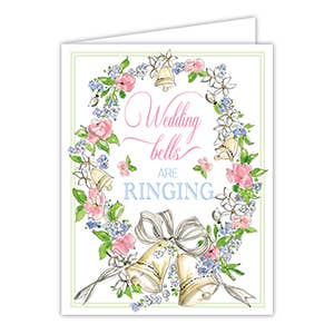 Wedding Bells Are Ringing Flower Wreath Greeting Card