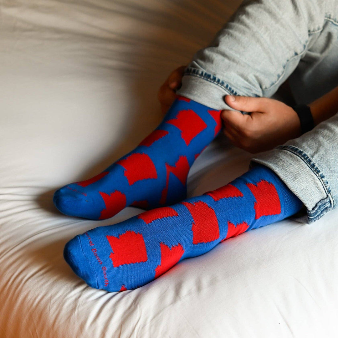 Blue/Red Mississippi State Shape Socks