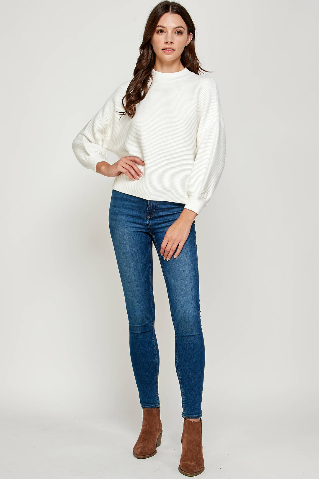 Balloon Sleeve Ivory Sweater