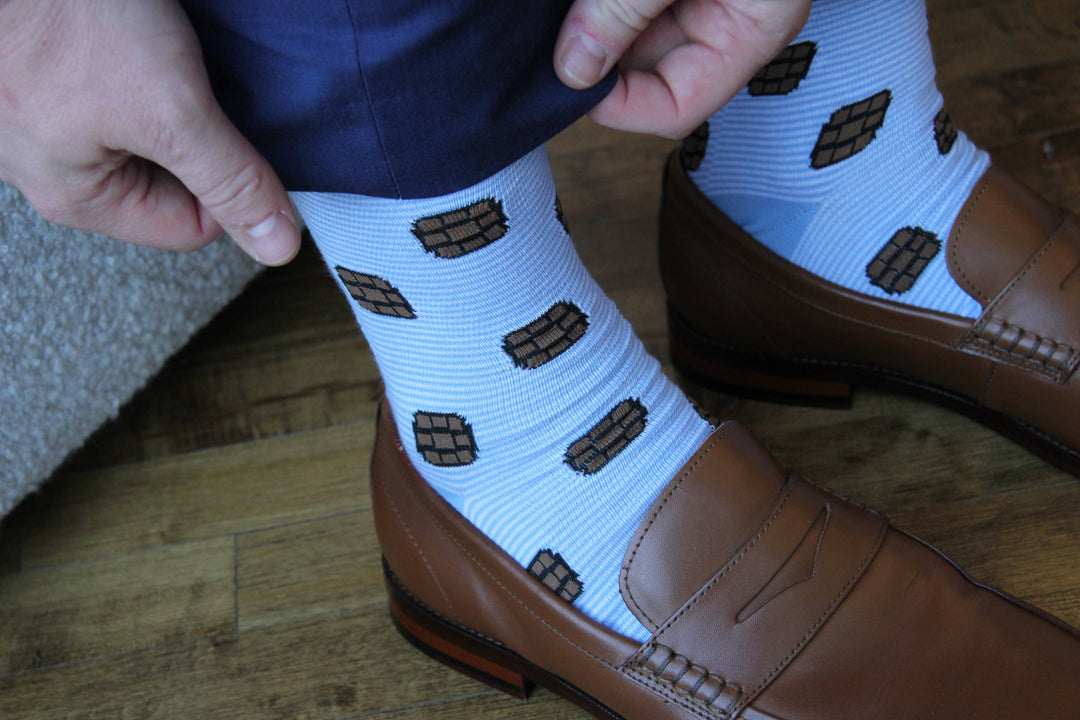 Light Blue Stripe Bourbon Barrel Socks