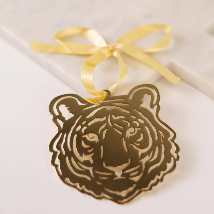 Tiger Face Ornament   Gold