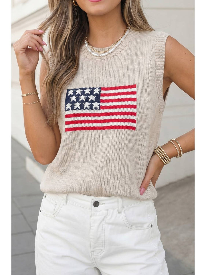 American Flag Sleeveless Sweater