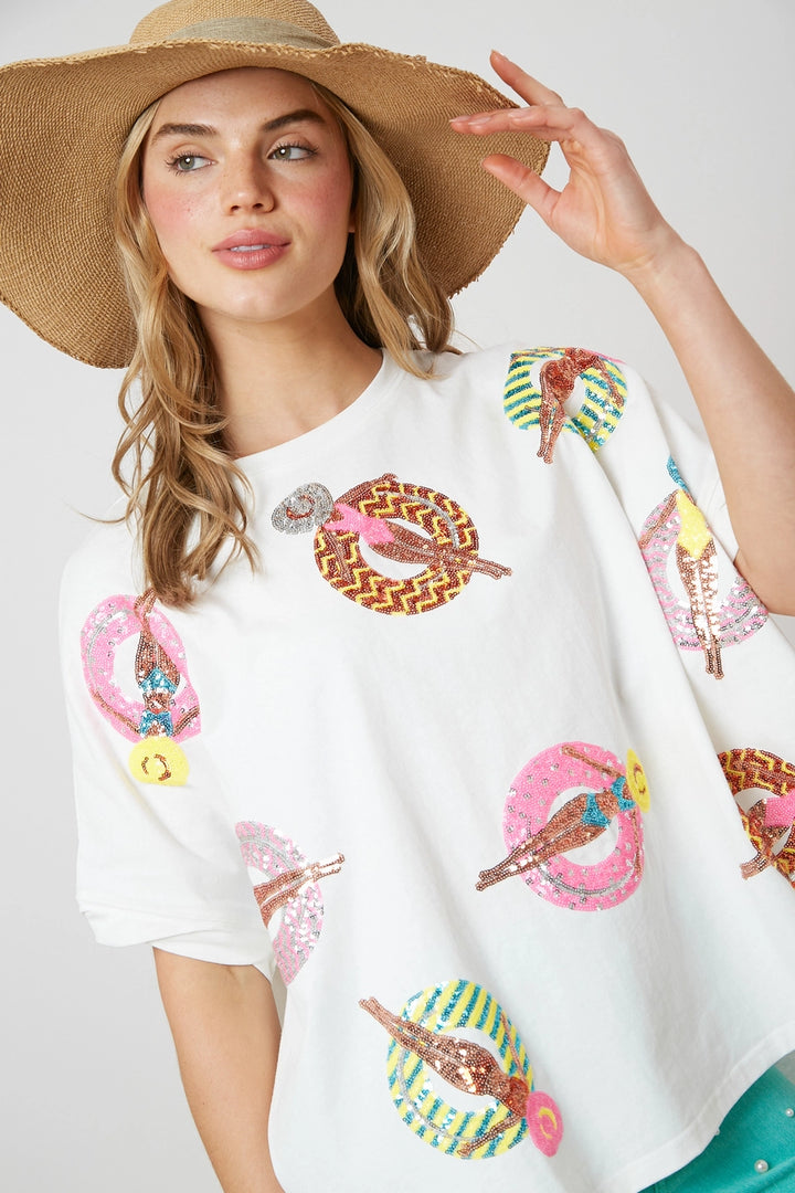 Sequin Pool Tube Short Sleeve Tee