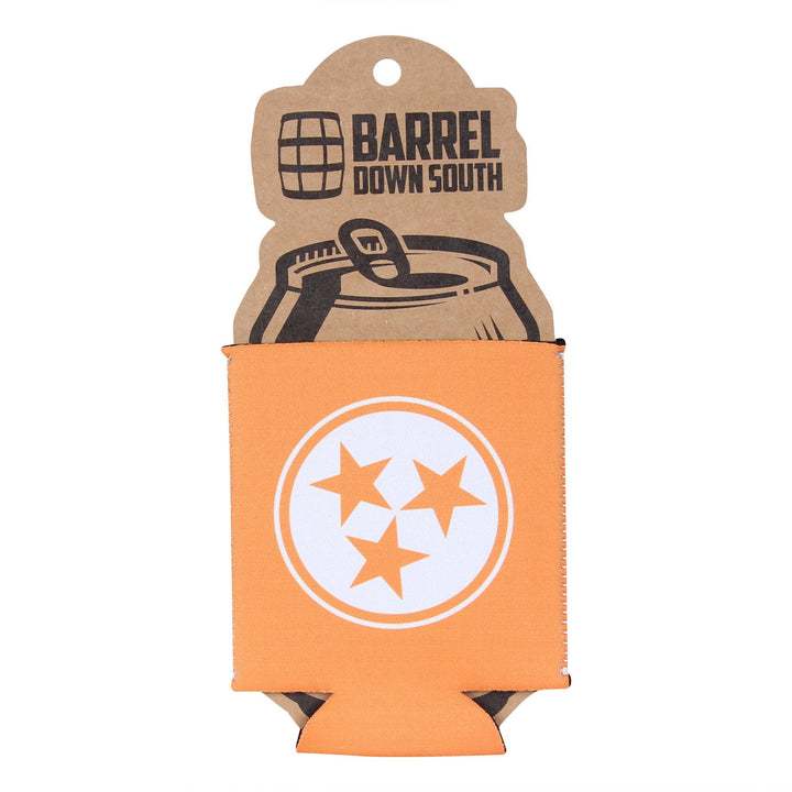 Orange/White Tri Star Can Cooler