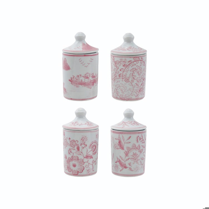 Pink Hand-Stamped Stoneware Jar