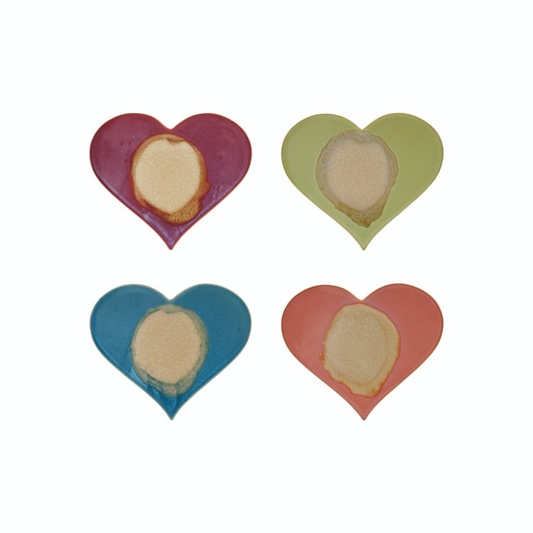 8"L x 7"W Stoneware Heart Shaped Trivet