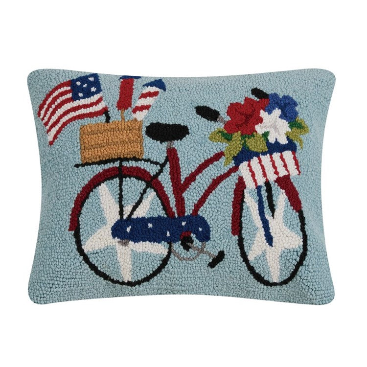 USA Bicycle Hooked Pillow (14x18)
