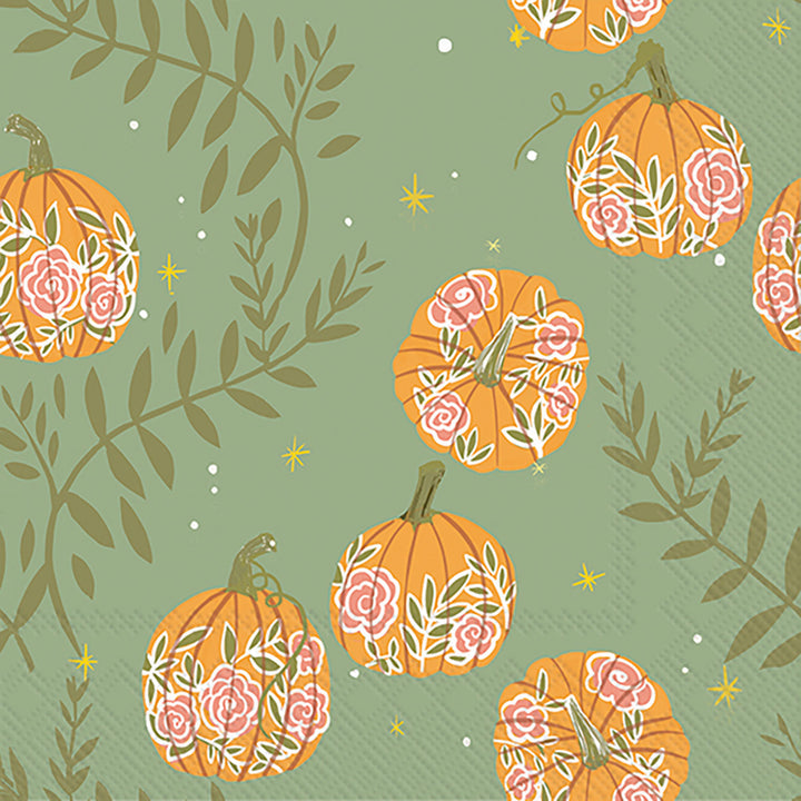 Pumpkins with Roses Napkin