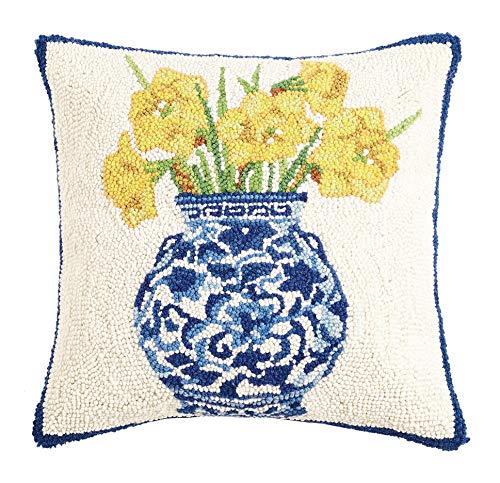 Chinoiserie Vase Daffodils Hook Pillow
