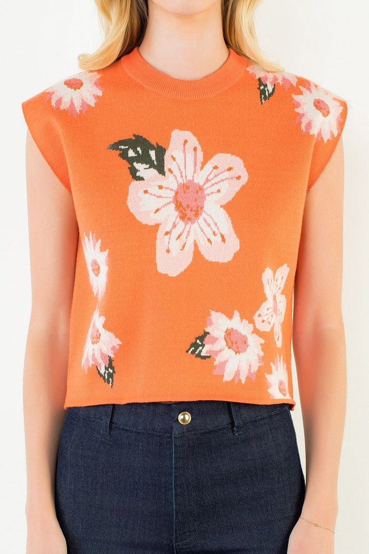 Floral Sleeveless Sweater