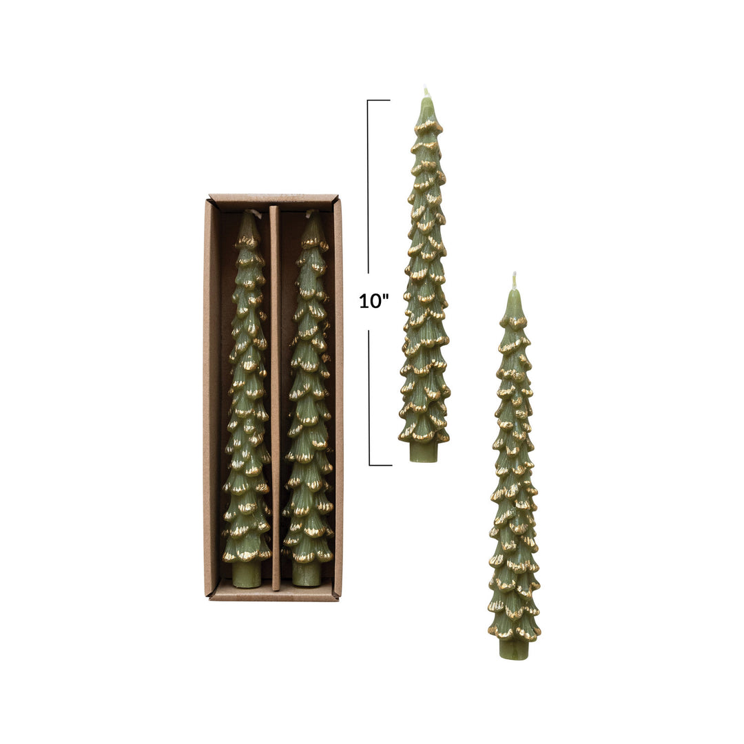 Tree Shaped Taper Candles w/ Gold Tips