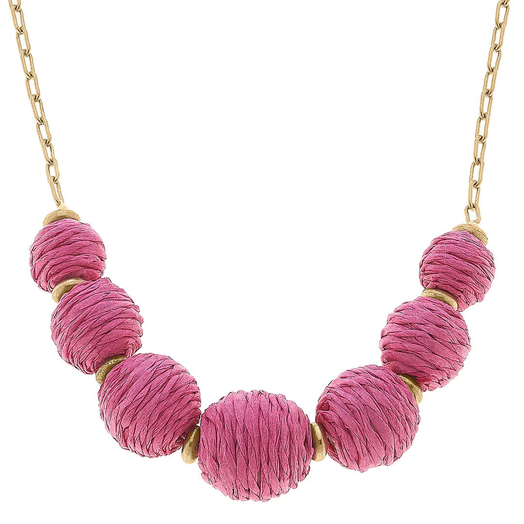 Raffia Beaded Statement Necklace